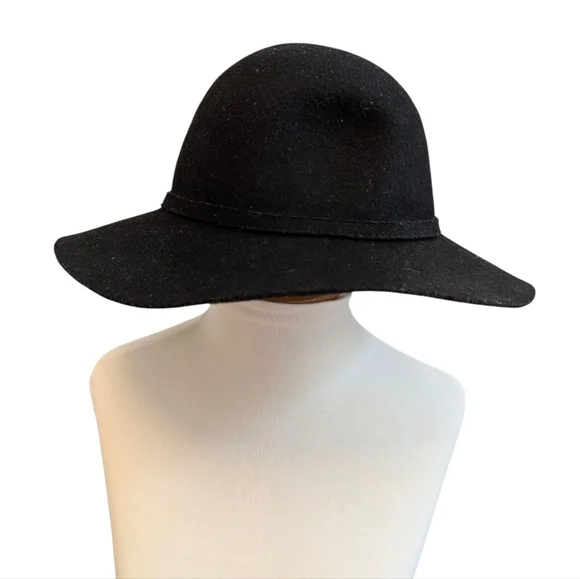 FEDORA Hat Black Wool Vintage Felted Bohemian Round Dome - Picture 2 of 9